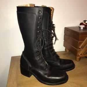 Vintage Black Frye Lace Up Combat Boots 7.5